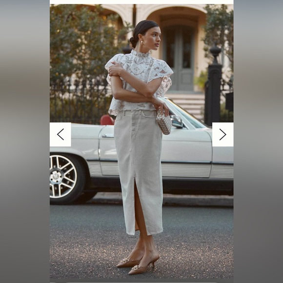 Anthropologie The Lainie High-Neck Lace Cutwork Blouse Size Medium - Picture 3 of 12